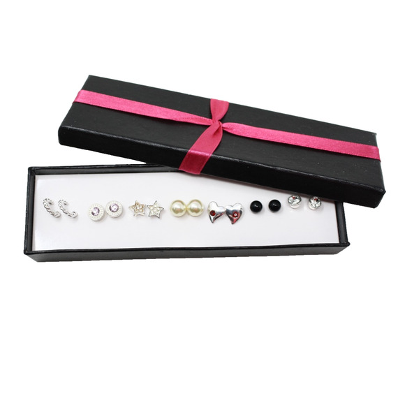 Avon Spring Sparkler 7 Pair Earring Set New in Black and Pink Gift Box - Hey Viv - Picture 1 of 6